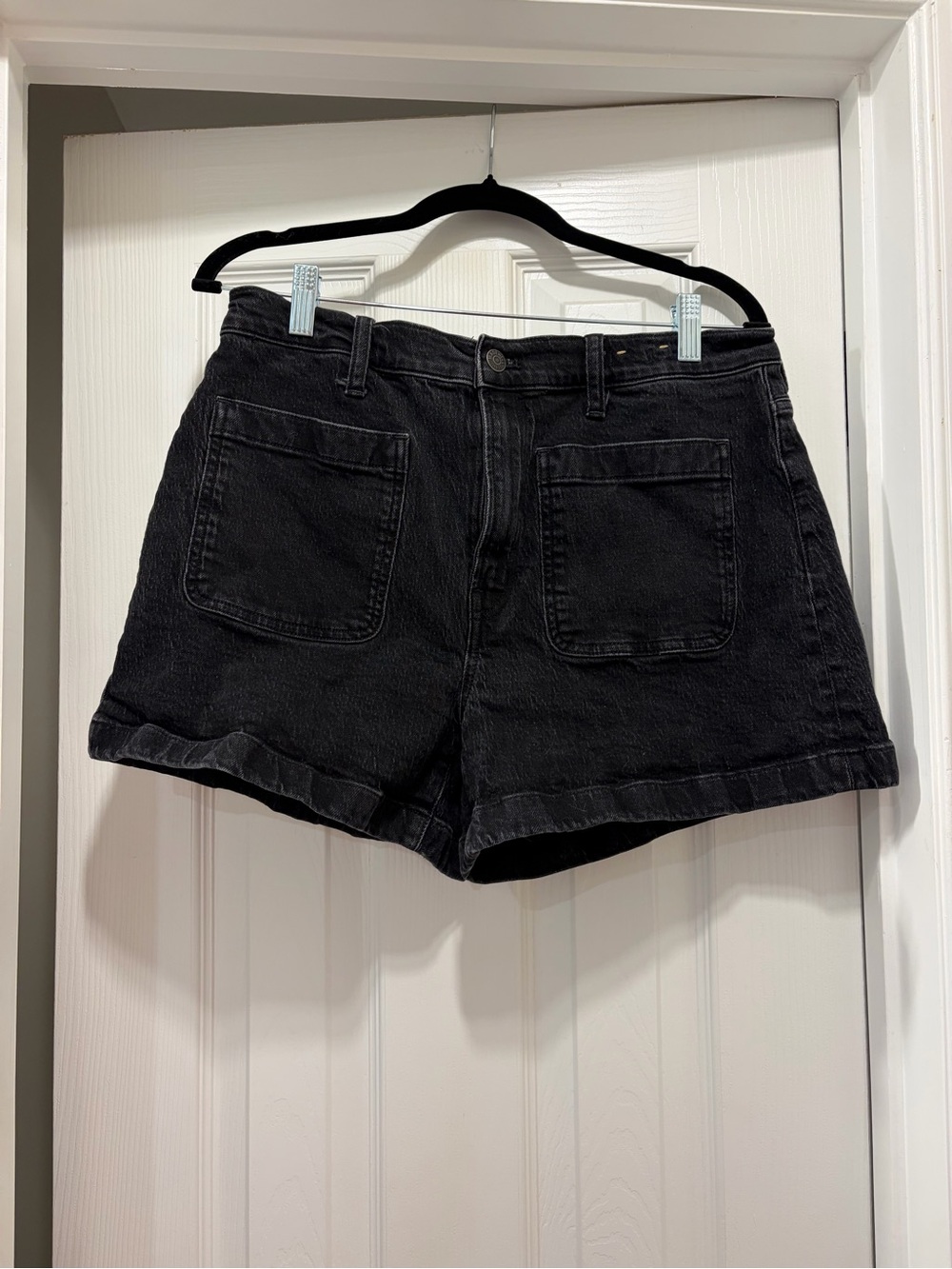 Madewell Black High-Rise Patch Pocket Jean Shorts